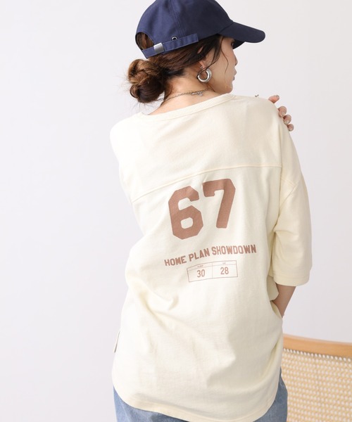 Arinomama(アリノママ)の「16s空紡糸天竺 220g/㎡ アンサンブルTシャツ 半端袖(Tシャツ/カットソー・レディース・ブラック/ライトパープル/ネイビー/アイボリー・FREE)」の6枚目の写真