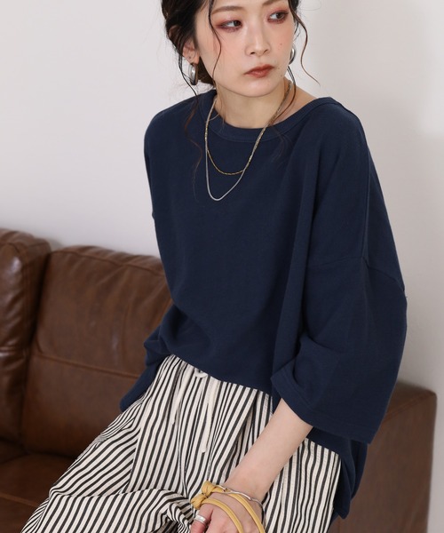 Arinomama(アリノママ)の「16s空紡糸天竺 220g/㎡ アンサンブルTシャツ 半端袖(Tシャツ/カットソー・レディース・ブラック/ライトパープル/ネイビー/アイボリー・FREE)」の20枚目の写真