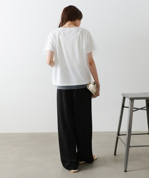 Bab(バブ)の「ドットチュールレイヤードロゴカットソー(Tシャツ/カットソー・レディース・ブラック/オフホワイト・FREE)」の9枚目の写真