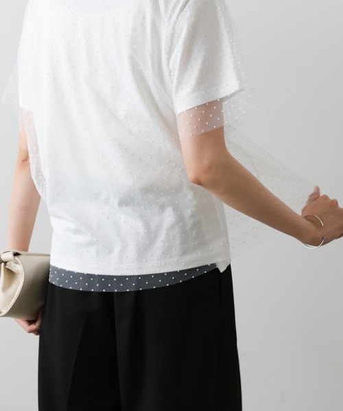 Bab(バブ)の「ドットチュールレイヤードロゴカットソー(Tシャツ/カットソー・レディース・ブラック/オフホワイト・FREE)」の11枚目の写真