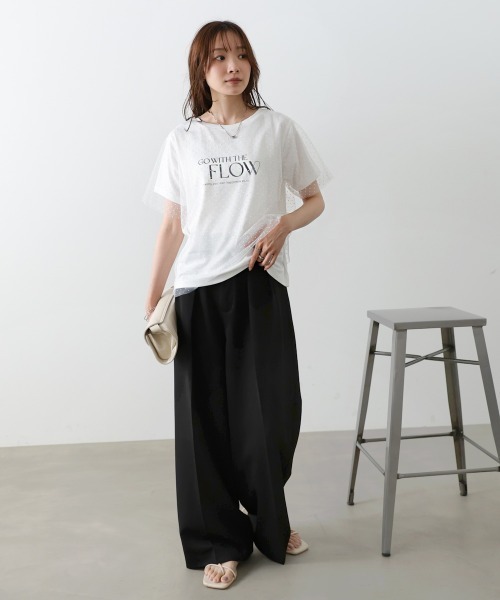 Bab(バブ)の「ドットチュールレイヤードロゴカットソー(Tシャツ/カットソー・レディース・ブラック/オフホワイト・FREE)」の15枚目の写真