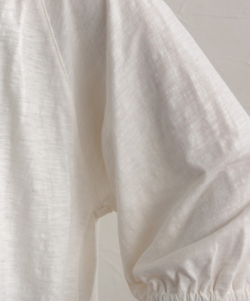 OMNES（オムネス）の「スラブ天竺 ラグランVネック 5分袖Tシャツ UVカット付（Tシャツ/カットソー・レディース・レッド/ブラウン/ブラック/ホワイト・FREE）」の10枚目の写真