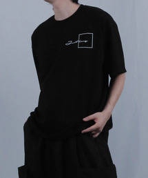 JUSTHANG（ジャストハング）の「スクエアロゴ (Bi-Balance) ブラックオーバーサイズ半袖（Tシャツ/カットソー）」