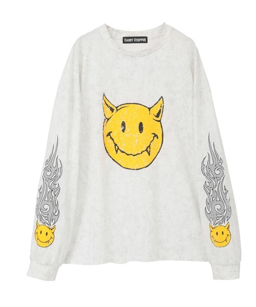Candy Stripper(キャンディストリッパー)の「DEVIL SMILE トップス(Tシャツ/カットソー・レディース・カーキ/チャコール/オフホワイト・FREE)」の18枚目の写真