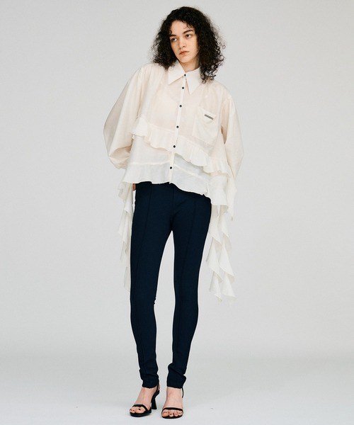 PRANK PROJECT(プランクプロジェクト)の「【2026Autumn Pre-Order】シアーラッフルシャツ / Sheer Ruffle Shirt(シャツ/ブラウス・レディース・ホワイト/ブルー・FREE)」の6枚目の写真