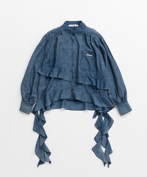 PRANK PROJECT(プランクプロジェクト)の「【2026Autumn Pre-Order】シアーラッフルシャツ / Sheer Ruffle Shirt(シャツ/ブラウス・レディース・ホワイト/ブルー・FREE)」の15枚目の写真