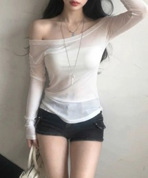 2WAY着用オフショルダーUネックロンT
