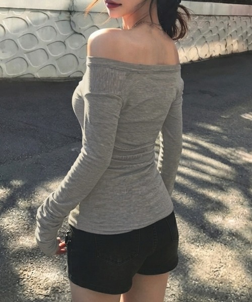 PRIVATE BEACH(プライベートビーチ)の「2WAY着用オフショルダーUネックロンT(Tシャツ/カットソー・レディース・ホワイト/ブラック/グレー・FREE)」の13枚目の写真