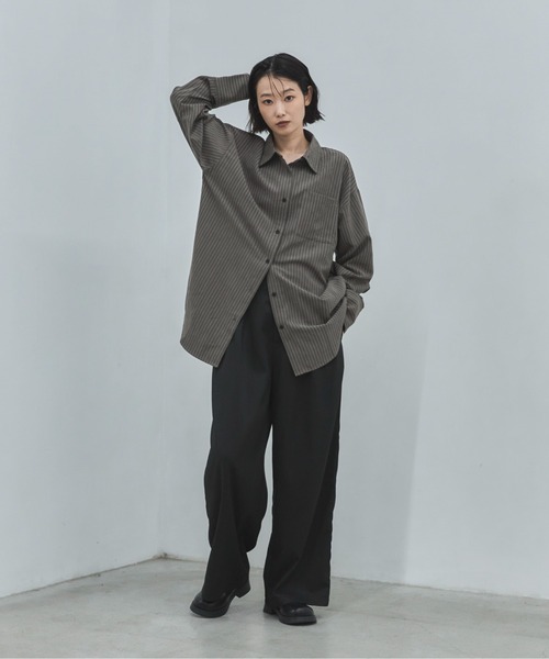 feepur(フェピュール)の「ビンテージライクストライプシャツ(シャツ/ブラウス・レディース・チャコールグレー/アイボリー・MEDIUM)」の10枚目の写真