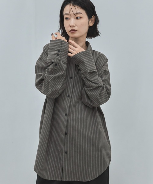 feepur(フェピュール)の「ビンテージライクストライプシャツ(シャツ/ブラウス・レディース・チャコールグレー/アイボリー・MEDIUM)」の20枚目の写真