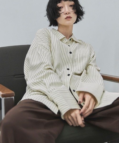 feepur(フェピュール)の「ビンテージライクストライプシャツ(シャツ/ブラウス・レディース・チャコールグレー/アイボリー・MEDIUM)」の7枚目の写真