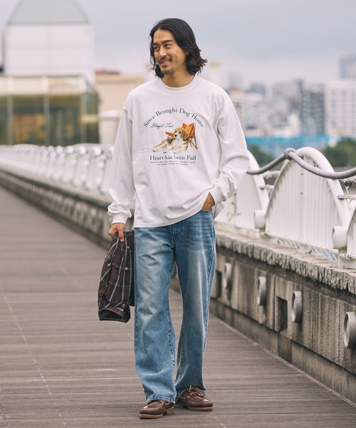 THE CRAFT CREW PRODUCTS（ザクラフトクループロダクツ）の「ドッグ クラシックグラフィック ヘビーウェイト オーバーサイズ 長袖Tシャツ【THE CRAFT CREW PRODUCTS】（Tシャツ/カットソー・メンズ・アッシュグレー/ホワイト系/チャコール/モカ/オフホワイト・S/L/M）」の8枚目の写真