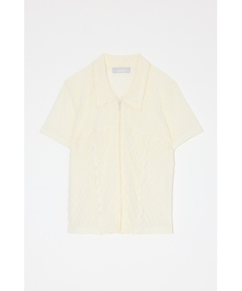 MOUSSY(マウジー)の「LACY ZIP UP シャツ(シャツ/ブラウス・レディース・ライトグリーン/オフホワイト/ダークブラウン・FREE)」の2枚目の写真