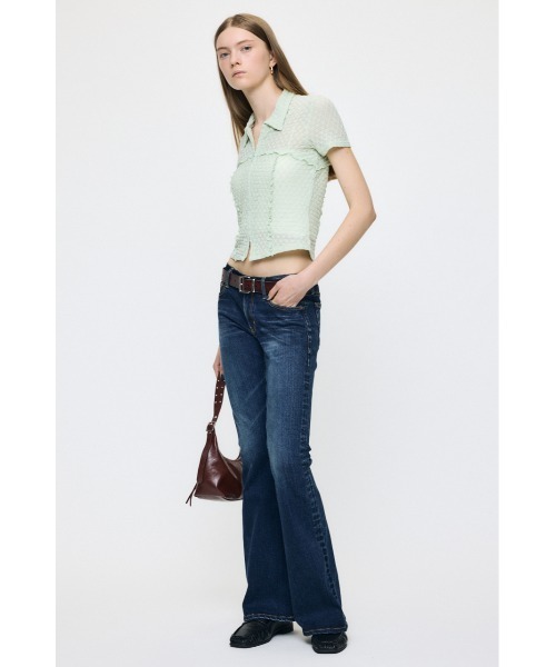 MOUSSY(マウジー)の「LACY ZIP UP シャツ(シャツ/ブラウス・レディース・ライトグリーン/オフホワイト/ダークブラウン・FREE)」の15枚目の写真