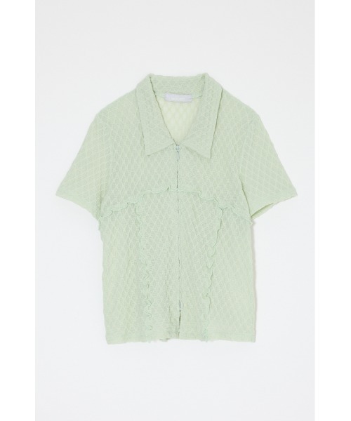 MOUSSY(マウジー)の「LACY ZIP UP シャツ(シャツ/ブラウス・レディース・ライトグリーン/オフホワイト/ダークブラウン・FREE)」の10枚目の写真