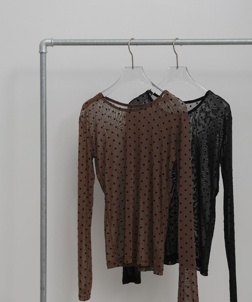 select MOCA(セレクトモカ)の「ドットシアーロンT(Tシャツ/カットソー・レディース・ブラウン/ブラック・FREE)」の14枚目の写真