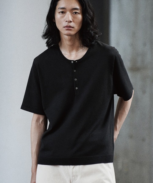 WYM LIDNM(�E�B�� �o�C ���h��)��T/C COMPACT KNIT HENLEY TEE(T�V���c/�J�b�g�\�[)