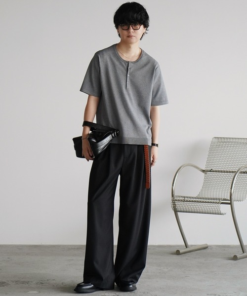 WYM LIDNM(ウィム バイ リドム)の「T/C COMPACT KNIT HENLEY TEE(Tシャツ/カットソー・メンズ・ブラック/ライトグレー/グレー・M/S/L)」の21枚目の写真