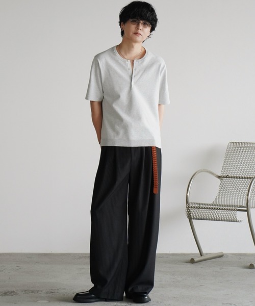 WYM LIDNM(ウィム バイ リドム)の「T/C COMPACT KNIT HENLEY TEE(Tシャツ/カットソー・メンズ・ブラック/ライトグレー/グレー・M/S/L)」の15枚目の写真