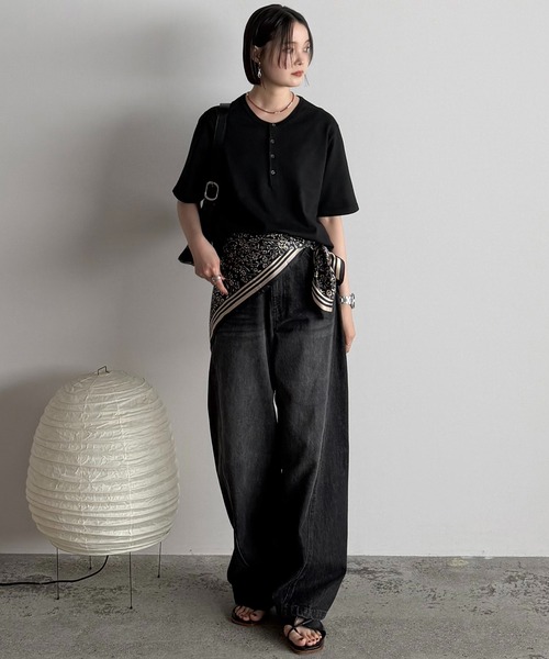 WYM LIDNM(ウィム バイ リドム)の「T/C COMPACT KNIT HENLEY TEE(Tシャツ/カットソー・メンズ・ブラック/ライトグレー/グレー・M/S/L)」の13枚目の写真