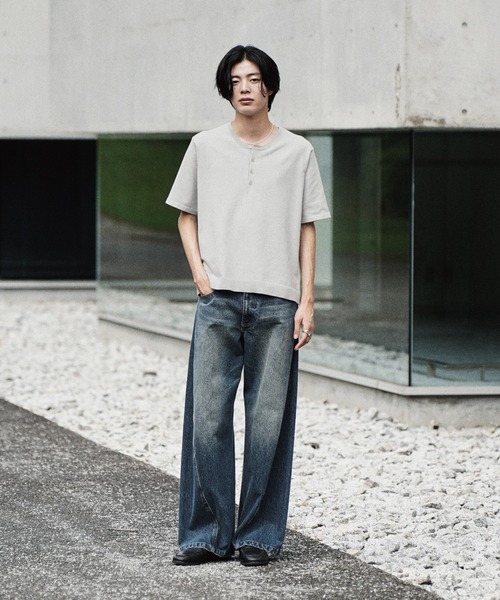 WYM LIDNM(ウィム バイ リドム)の「T/C COMPACT KNIT HENLEY TEE(Tシャツ/カットソー・メンズ・ブラック/ライトグレー/グレー・M/S/L)」の6枚目の写真