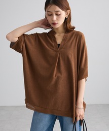 シアーリブ切替スキッパーチュニック