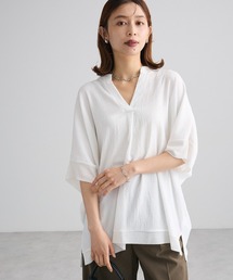 シアーリブ切替スキッパーチュニック
