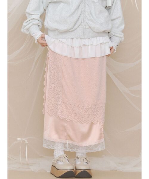merry jenny(メリージェニー)の「fluffy laceナロースカート(スカート・レディース・ピンク/アイボリー・FREE)」の9枚目の写真