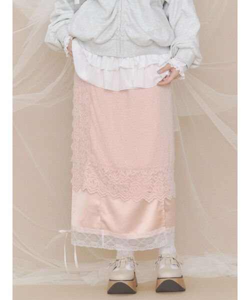 merry jenny(メリージェニー)の「fluffy laceナロースカート(スカート・レディース・ピンク/アイボリー・FREE)」の10枚目の写真