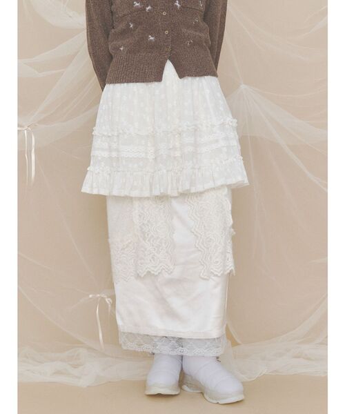 merry jenny(メリージェニー)の「fluffy laceナロースカート(スカート・レディース・ピンク/アイボリー・FREE)」の13枚目の写真