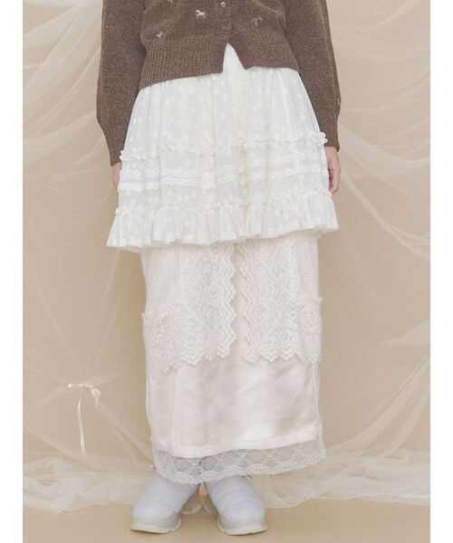 merry jenny(メリージェニー)の「fluffy laceナロースカート(スカート・レディース・ピンク/アイボリー・FREE)」の14枚目の写真