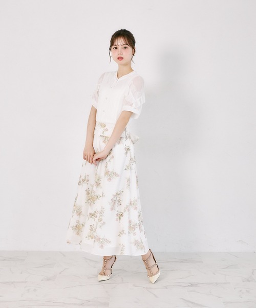 tocco closet(トッコ クローゼット)の「【S・Mサイズ展開】マルチWAYリボン付きシアーチェックフラワープリントフレアスカート(スカート・レディース・ブラウン/ピンク・S/M)」の12枚目の写真