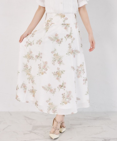 tocco closet(トッコ クローゼット)の「【S・Mサイズ展開】マルチWAYリボン付きシアーチェックフラワープリントフレアスカート(スカート・レディース・ブラウン/ピンク・S/M)」の16枚目の写真