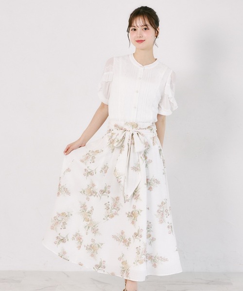tocco closet(トッコ クローゼット)の「【S・Mサイズ展開】マルチWAYリボン付きシアーチェックフラワープリントフレアスカート(スカート・レディース・ブラウン/ピンク・S/M)」の19枚目の写真