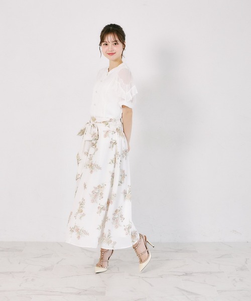 tocco closet(トッコ クローゼット)の「【S・Mサイズ展開】マルチWAYリボン付きシアーチェックフラワープリントフレアスカート(スカート・レディース・ブラウン/ピンク・S/M)」の18枚目の写真