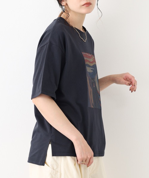 FUNALIVE(ファンアライブ)の「ネコの叫びプリント 五分袖Tシャツ(Tシャツ/カットソー・レディース・グレー系/ホワイト系/チャコールグレー/オフホワイト・L/M)」の11枚目の写真