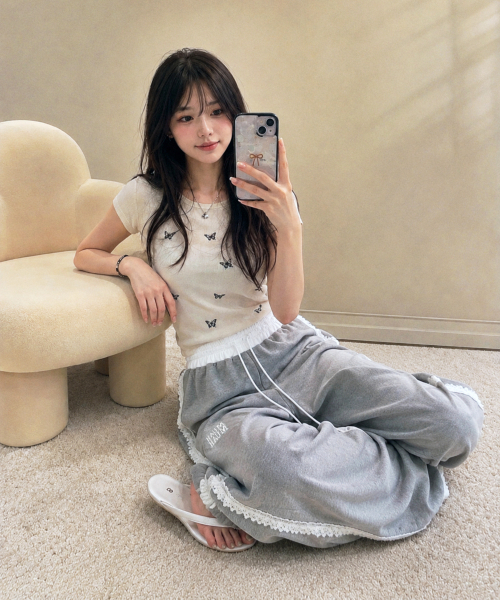 muahmuah（ムーアムーア）の「レースライン ワイドバンディングパンツ [グレー]（スウェットパンツ・レディース・その他・FREE）」の8枚目の写真