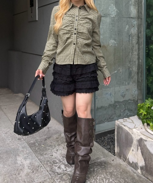 Another Branch olive des olive(アナザーブランチオリーブデオリーブ)の「チェックギャザーブラウス(シャツ/ブラウス・レディース・カーキ/ベージュ/ベージュ系その他・FREE)」の15枚目の写真