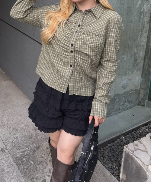 Another Branch olive des olive(アナザーブランチオリーブデオリーブ)の「チェックギャザーブラウス(シャツ/ブラウス・レディース・カーキ/ベージュ/ベージュ系その他・FREE)」の16枚目の写真