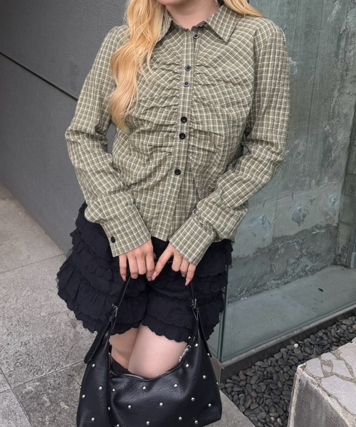 Another Branch olive des olive(アナザーブランチオリーブデオリーブ)の「チェックギャザーブラウス(シャツ/ブラウス・レディース・カーキ/ベージュ/ベージュ系その他・FREE)」の17枚目の写真