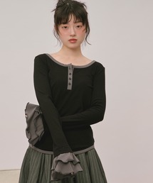 loin nuit | bell sleeve rib tops / ベルスリーブリブトップス(Tシャツ/カットソー)