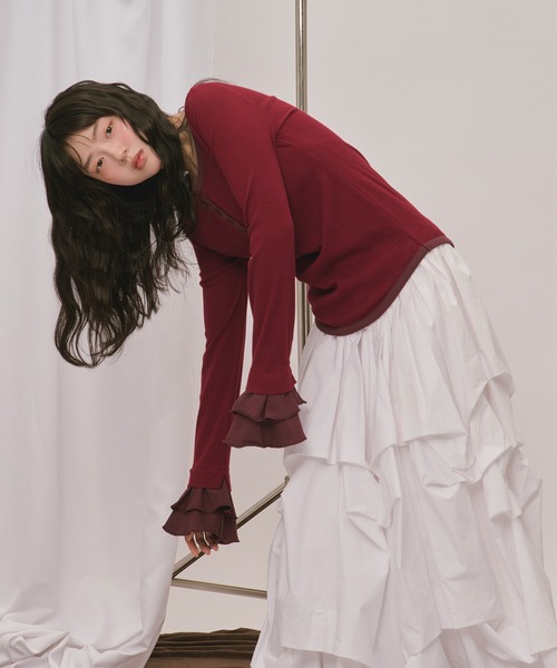 loin nuit(ロワンニュイ)の「bell sleeve rib tops / ベルスリーブリブトップス(Tシャツ/カットソー・レディース・ブラック/ボルドー/グレー/カーキ/アイボリー・FREE)」の11枚目の写真