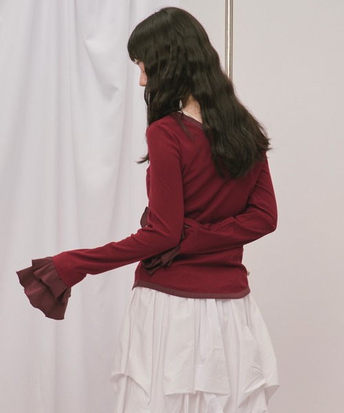 loin nuit(ロワンニュイ)の「bell sleeve rib tops / ベルスリーブリブトップス(Tシャツ/カットソー・レディース・ブラック/ボルドー/グレー/カーキ/アイボリー・FREE)」の10枚目の写真