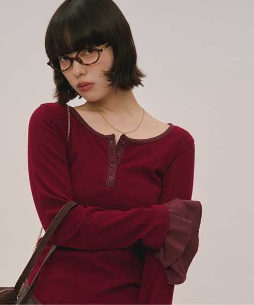 loin nuit(ロワンニュイ)の「bell sleeve rib tops / ベルスリーブリブトップス(Tシャツ/カットソー・レディース・ブラック/ボルドー/グレー/カーキ/アイボリー・FREE)」の13枚目の写真