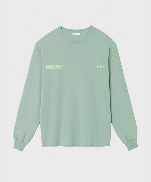 mydeepbluememories(マイディープブルーメモリーズ)の「MM SYMBOL LOGO LONG SLEEVE T(DEEP GREEN)(Tシャツ/カットソー・レディース・ホワイト・ONE SIZE)」の2枚目の写真