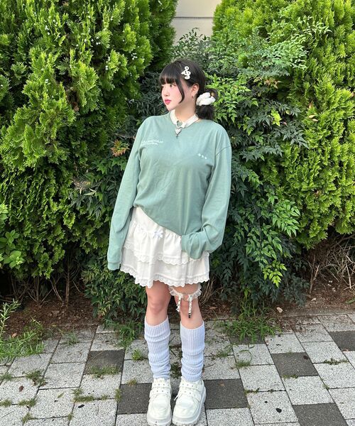 mydeepbluememories(マイディープブルーメモリーズ)の「MM SYMBOL LOGO LONG SLEEVE T(DEEP GREEN)(Tシャツ/カットソー・レディース・ホワイト・ONE SIZE)」の5枚目の写真