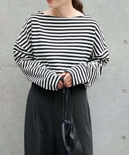 OUTDOOR PRODUCTS(アウトドアプロダクツ)の「MILITARY BORDER WIDE TEE(Tシャツ/カットソー・レディース・ブラック/グリーン/ラベンダー・FREE)」の11枚目の写真
