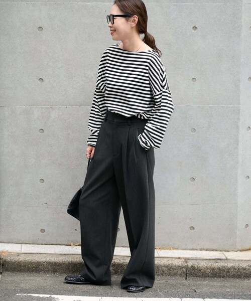 OUTDOOR PRODUCTS(アウトドアプロダクツ)の「MILITARY BORDER WIDE TEE(Tシャツ/カットソー・レディース・ブラック/グリーン/ラベンダー・FREE)」の14枚目の写真