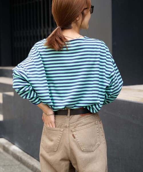 OUTDOOR PRODUCTS(アウトドアプロダクツ)の「MILITARY BORDER WIDE TEE(Tシャツ/カットソー・レディース・ブラック/グリーン/ラベンダー・FREE)」の22枚目の写真