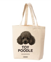 Moftique(モフティック) トートバッグ キャンバス マチ有 生成り トイプードル 犬 アニマルプリント Lサイズ ユニセックス